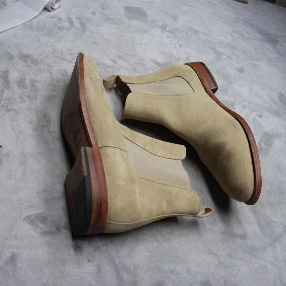 Lucent Men 11.5 Chelsea Boots White Suede Goodyear Welt Leather Sole Casual 45EU - Picture 5 of 15
